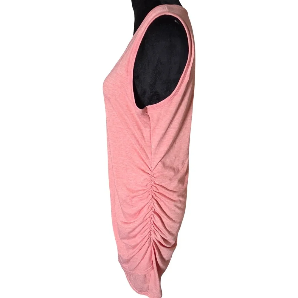 BTFBM Pink Ruched Side Dress Womens L Sleeveless Knit‎ Casual Midi Bodycon